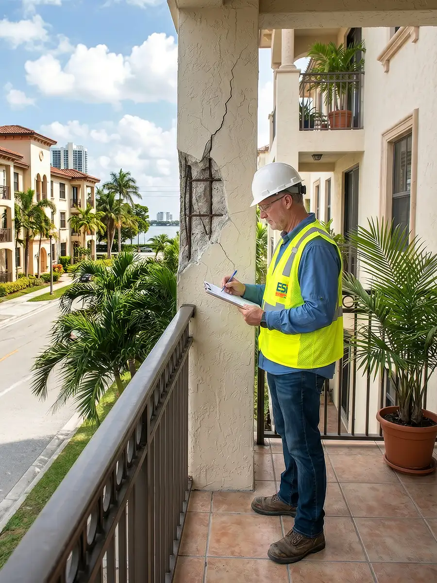ESi engineer inspecting a building exterior