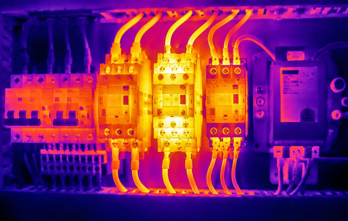 Infrared thermographic scan of an electrical panel