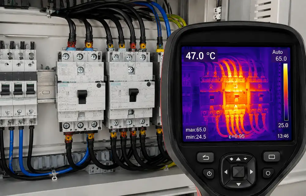 Infrared thermographic inspection in progress