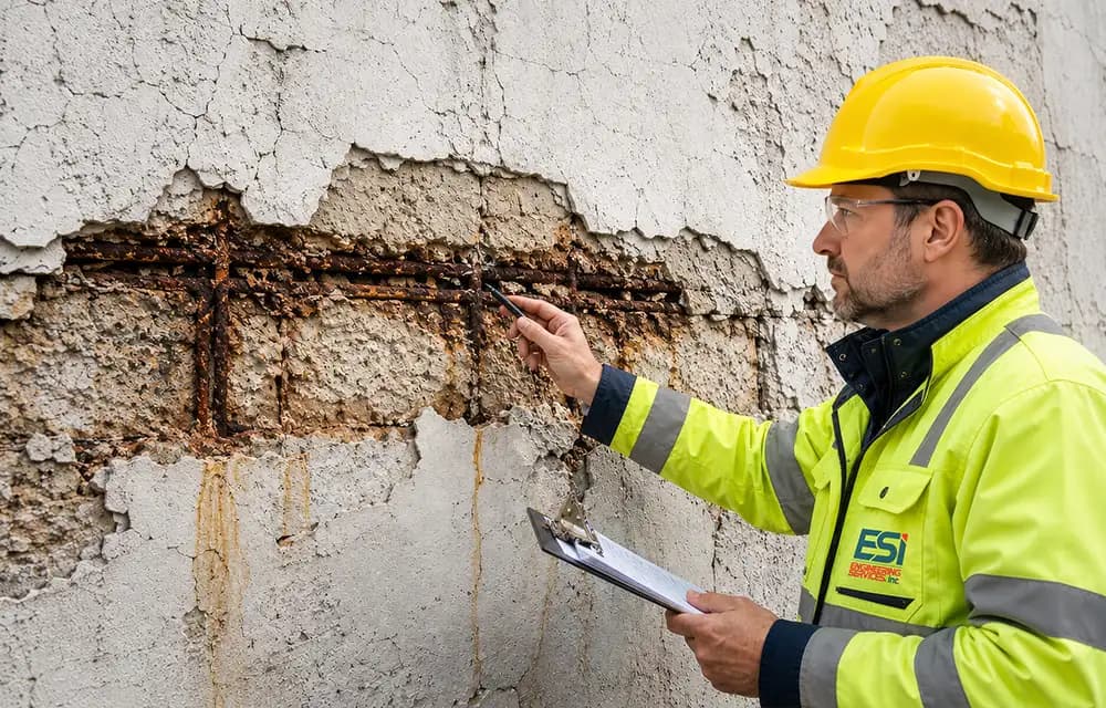 Structural inspection of a concrete building
