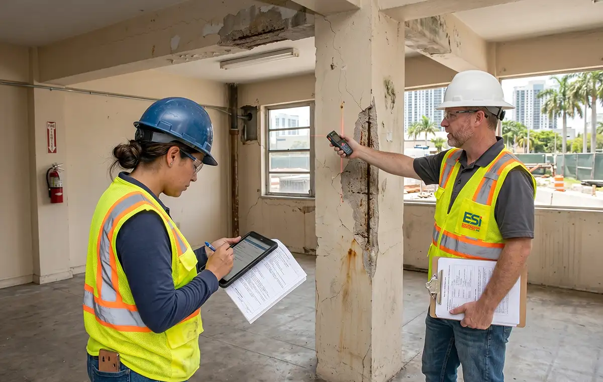 ESi team performing an on-site building inspection